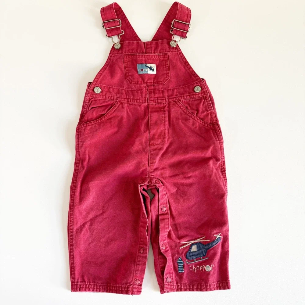 Carters Baby Vintage Helicopter Chopper Canvas Workwear Style Overalls 12-18M